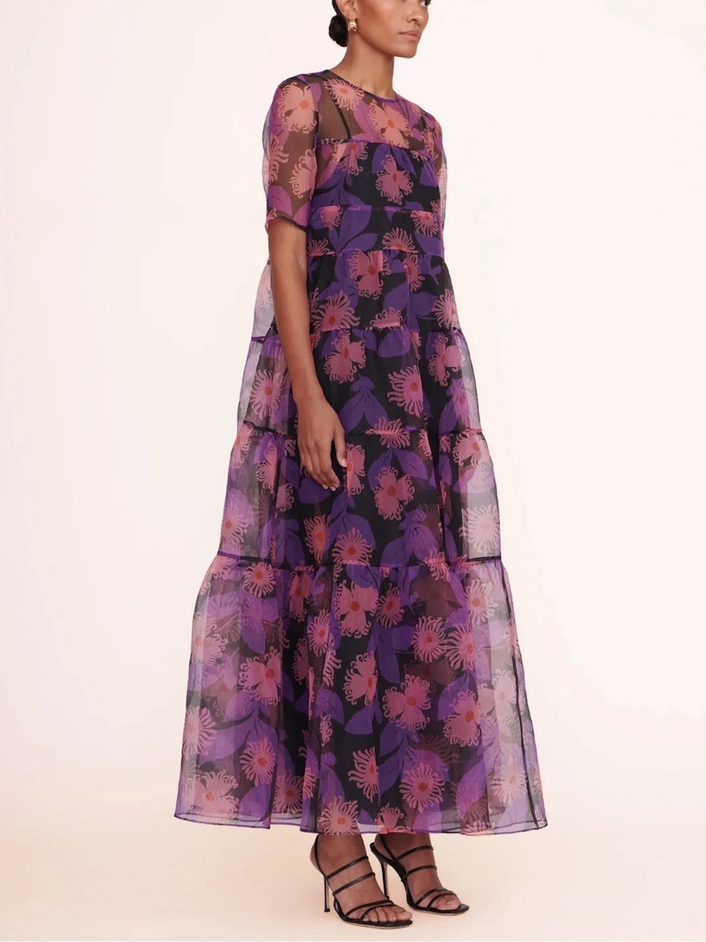 Staud Hyacinth Crepe Organza Tiered Maxi Dress